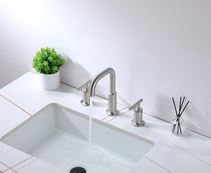 Elegant Furniture & Lighting - Tobias 8 inch Widespread Double Handle Bathroom Faucet in Brushed Nickel - FAV-1010BNK veiw 5