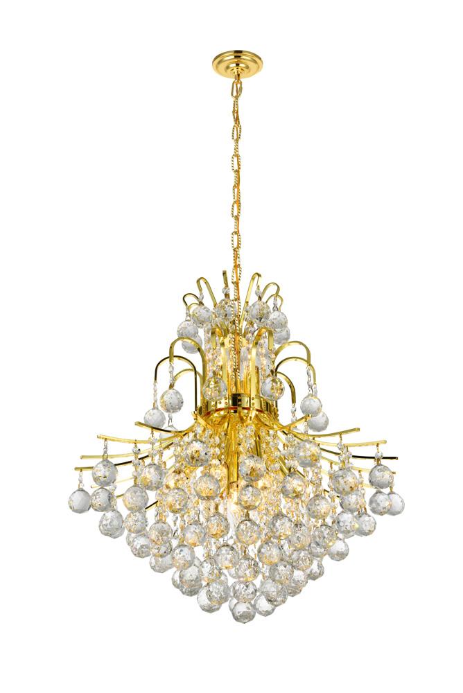 Elegant Furniture & Lighting - Toureg 11 light Gold Chandelier Clear Royal Cut Crystal - V8002D22G/RC veiw 1