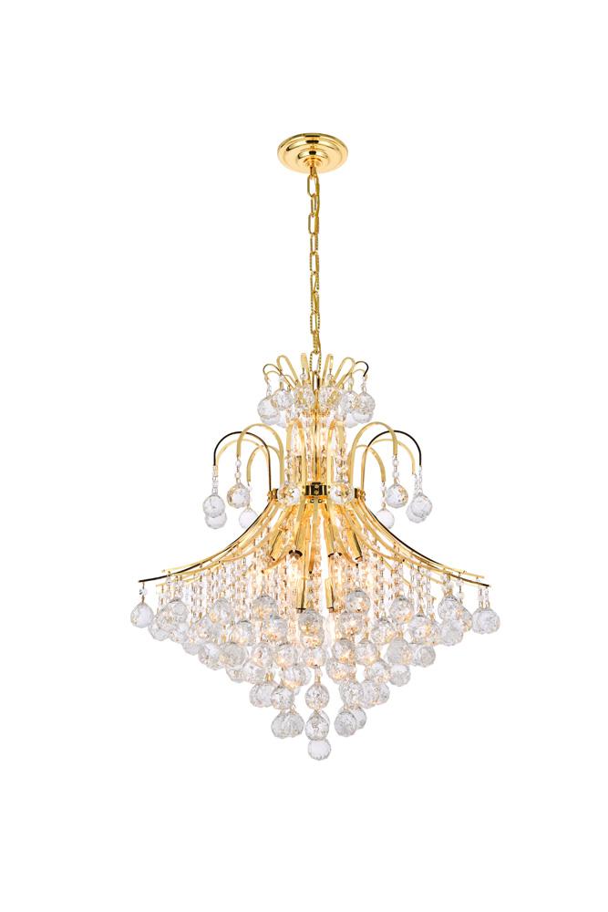 Elegant Furniture & Lighting - Toureg 15 light Gold Chandelier Clear Royal Cut Crystal - V8003D25G/RC veiw 1
