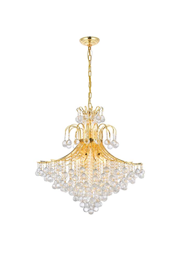 Elegant Furniture & Lighting - Toureg 15 light Gold Chandelier Clear Royal Cut Crystal - V8005G31G/RC veiw 1