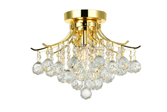 Elegant Furniture & Lighting - Toureg 3 light Gold Flush Mount Clear Royal Cut Crystal - V8000F16G/RC veiw 1