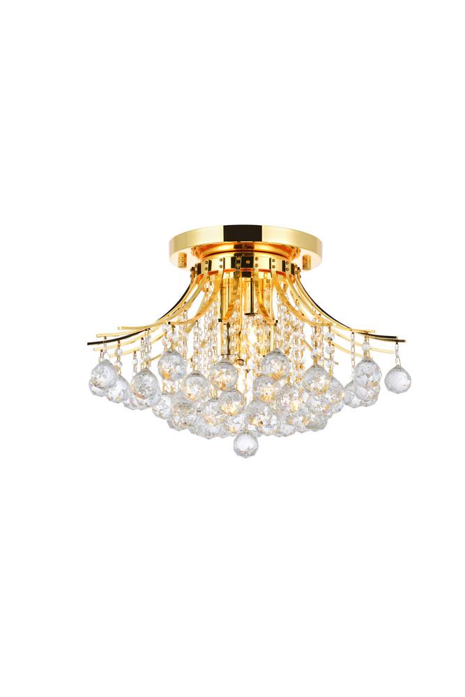 Elegant Furniture & Lighting - Toureg 6 light Gold Flush Mount Clear Royal Cut Crystal - V8000F19G/RC veiw 1