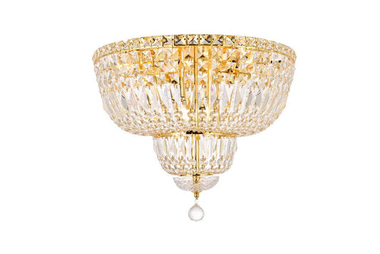 Elegant Furniture & Lighting - Tranquil 10 light Gold Flush Mount Clear Royal Cut Crystal - V2528F20G/RC veiw 1