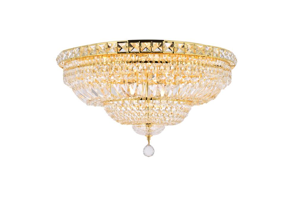 Elegant Furniture & Lighting - Tranquil 12 light Gold Flush Mount Clear Royal Cut Crystal - V2528F24G/RC veiw 1
