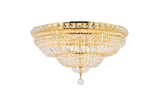 Elegant Furniture & Lighting - Tranquil 12 light Gold Flush Mount Clear Royal Cut Crystal - V2528F24G/RC veiw 1