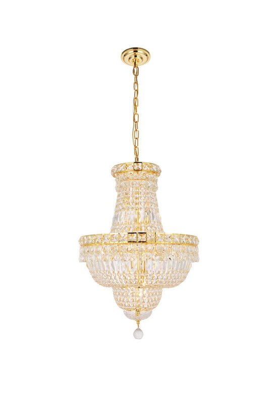 Elegant Furniture & Lighting - Tranquil 12 light Gold Pendant Clear Royal Cut Crystal - V2528D18G/RC veiw 1