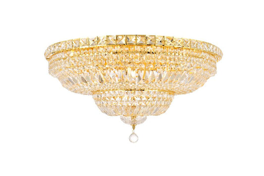 Elegant Furniture & Lighting - Tranquil 18 light Gold Flush Mount Clear Royal Cut Crystal - V2528F30G/RC veiw 1