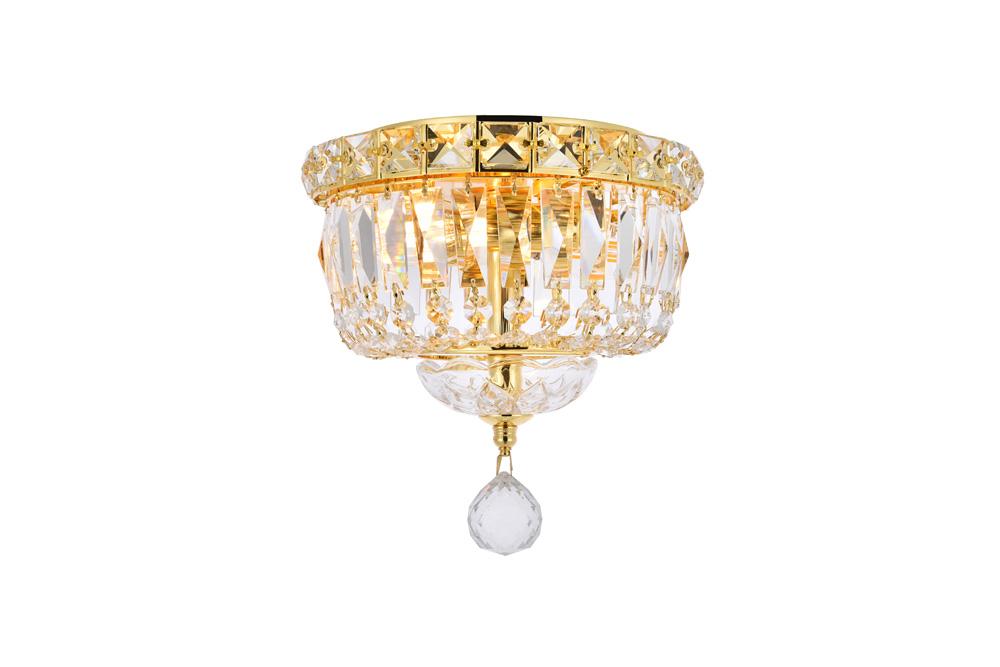 Elegant Furniture & Lighting - Tranquil 2 light Gold Flush Mount Clear Royal Cut Crystal - V2528F8G/RC veiw 1