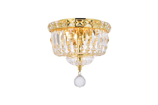 Elegant Furniture & Lighting - Tranquil 2 light Gold Flush Mount Clear Royal Cut Crystal - V2528F8G/RC veiw 1