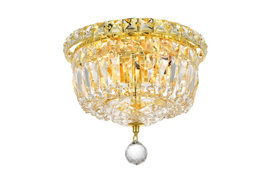 Elegant Furniture & Lighting - Tranquil 4 light Gold Flush Mount Clear Royal Cut Crystal - V2528F10G/RC veiw 1
