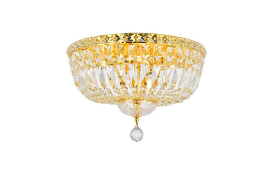 Elegant Furniture & Lighting - Tranquil 6 light Gold Flush Mount Clear Royal Cut Crystal - V2528F16G/RC veiw 1