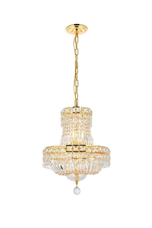 Elegant Furniture & Lighting - Tranquil 6 light Gold Pendant Clear Royal Cut Crystal - V2528D14G/RC veiw 1
