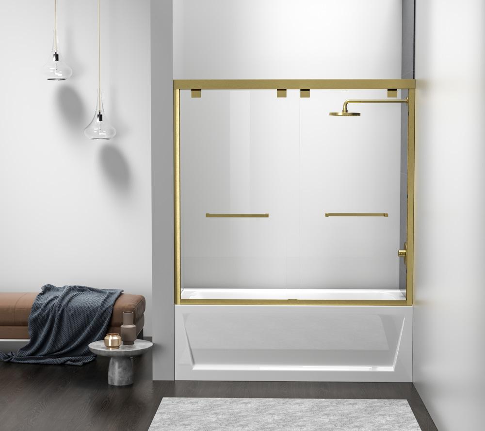 Elegant Furniture & Lighting - Trenton Semi-frameless tub door 60 x 60 Brushed Gold - TD333-6060BGD veiw 1