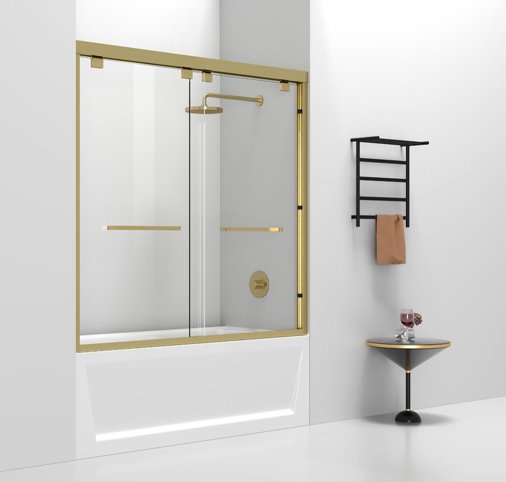 Elegant Furniture & Lighting - Trenton Semi-frameless tub door 60 x 60 Brushed Gold - TD333-6060BGD veiw 3