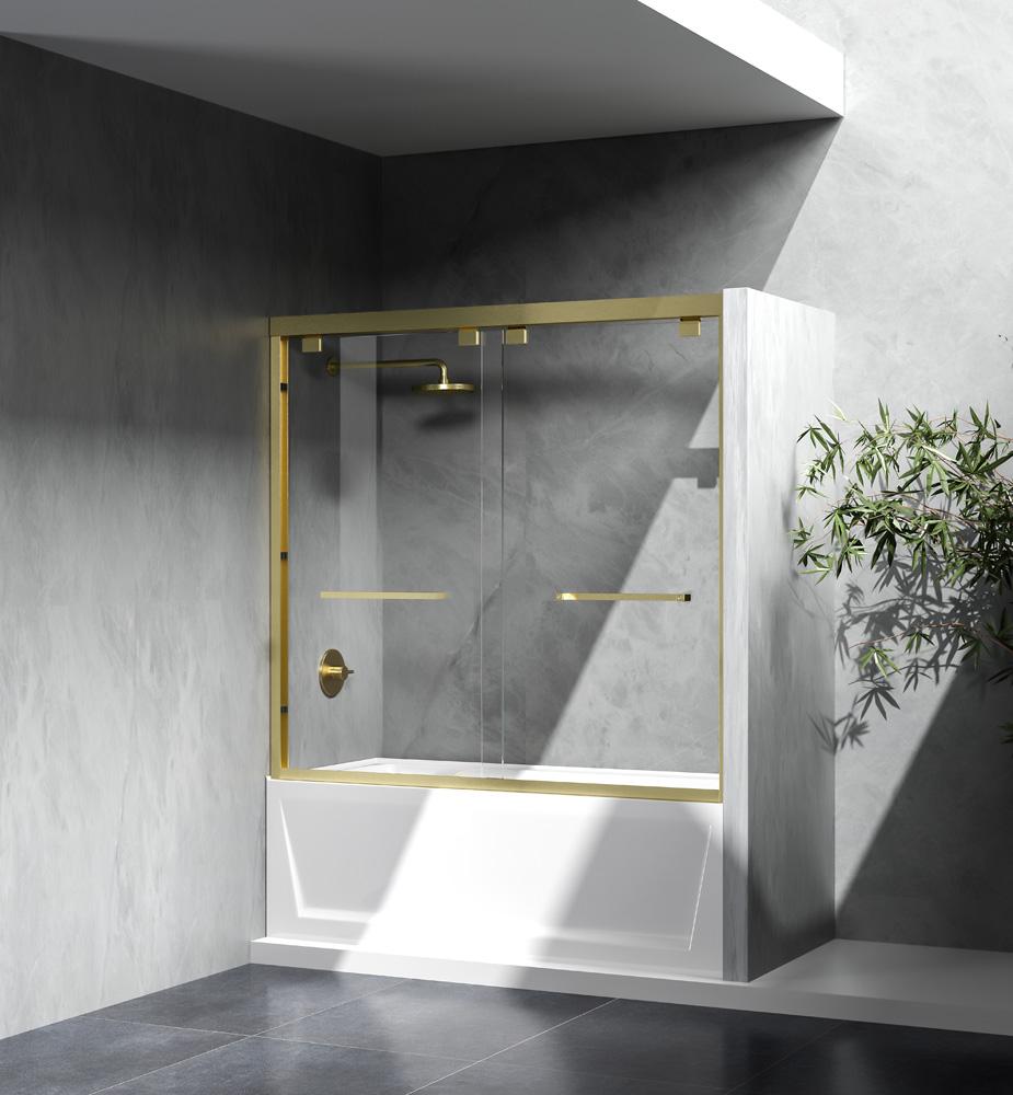 Elegant Furniture & Lighting - Trenton Semi-frameless tub door 60 x 60 Brushed Gold - TD333-6060BGD veiw 4