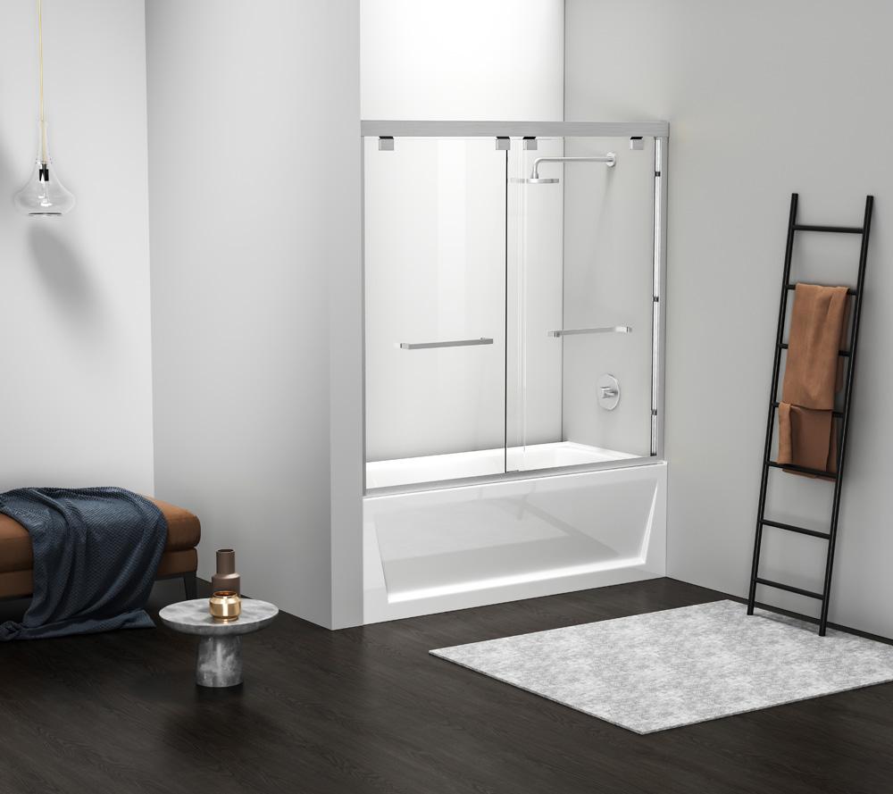 Elegant Furniture & Lighting - Trenton Semi-frameless tub door 60 x 60 Brushed Nickel - TD333-6060BNK veiw 2