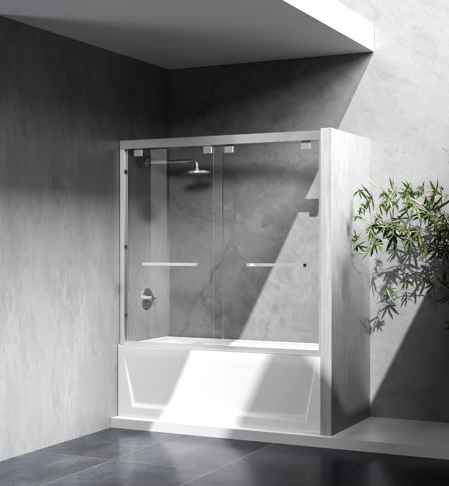 Elegant Furniture & Lighting - Trenton Semi-frameless tub door 60 x 60 Brushed Nickel - TD333-6060BNK veiw 3