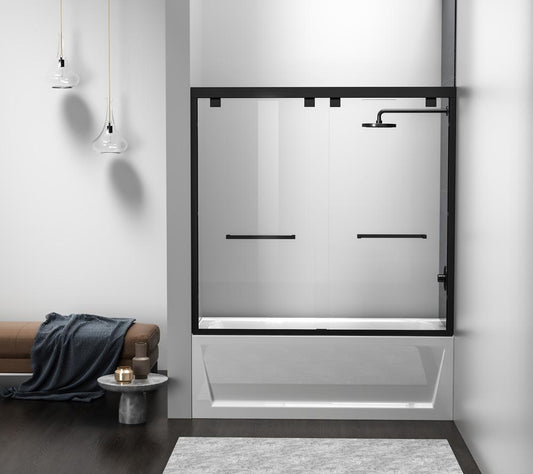 Elegant Furniture & Lighting - Trenton Semi-frameless tub door 60 x 60 Matte Black - TD333-6060MBK veiw 1
