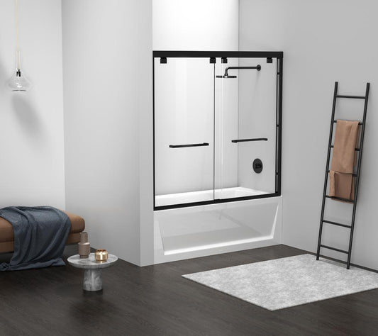 Elegant Furniture & Lighting - Trenton Semi-frameless tub door 60 x 60 Matte Black - TD333-6060MBK veiw 2