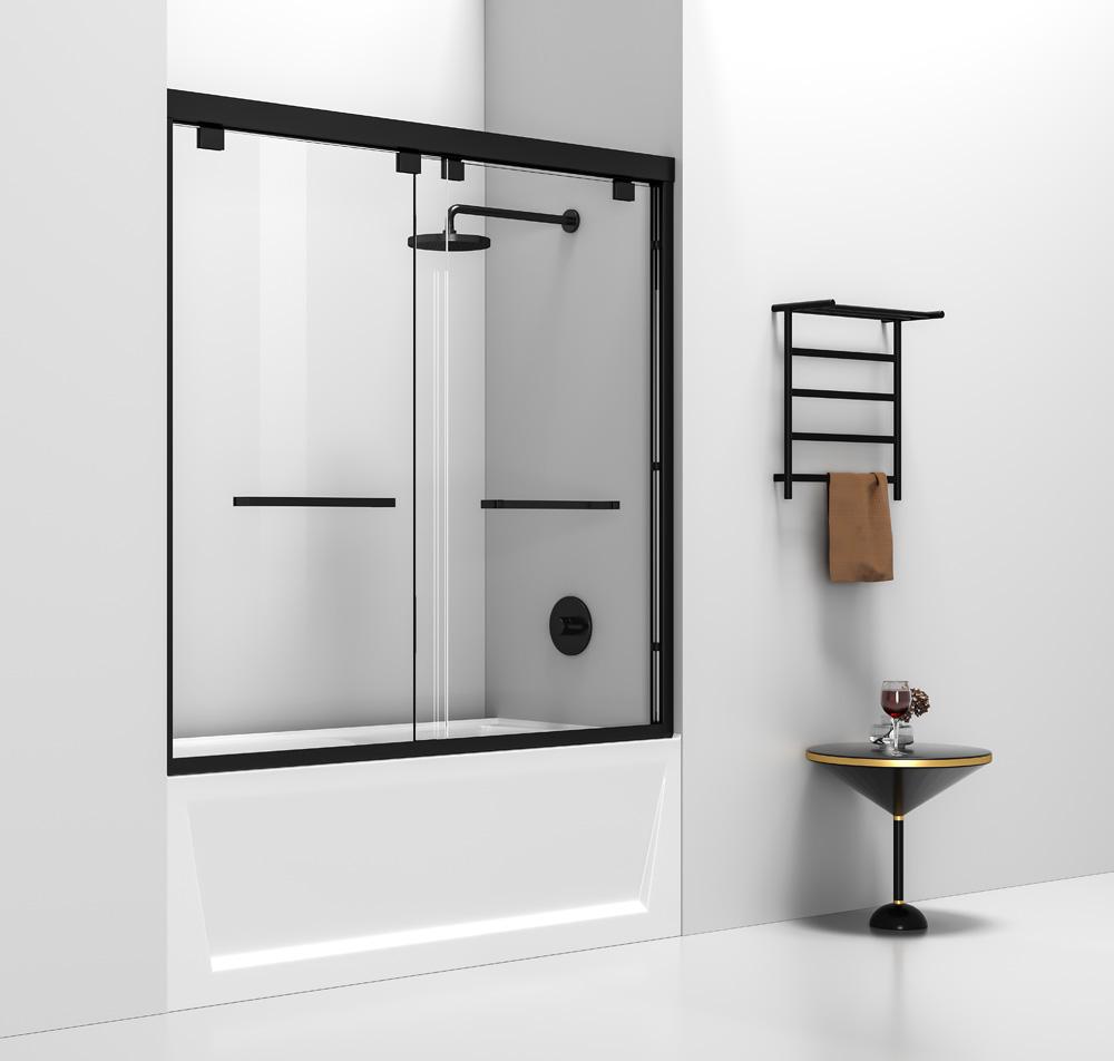 Elegant Furniture & Lighting - Trenton Semi-frameless tub door 60 x 60 Matte Black - TD333-6060MBK veiw 3