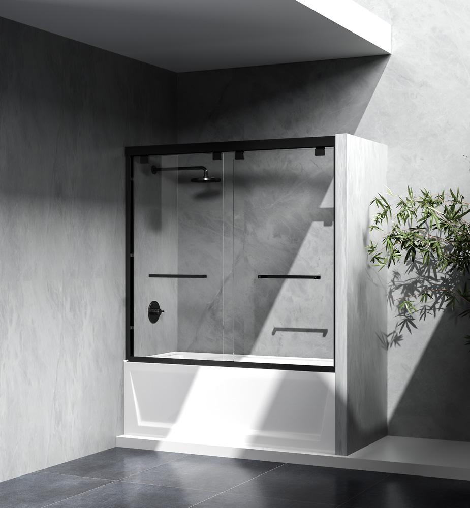 Elegant Furniture & Lighting - Trenton Semi-frameless tub door 60 x 60 Matte Black - TD333-6060MBK veiw 4