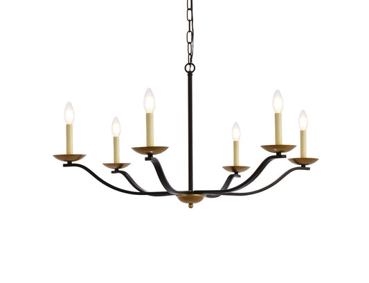 Elegant Furniture & Lighting - Trey 36 inch pendant in black and brass - LD641D36BRK veiw 1