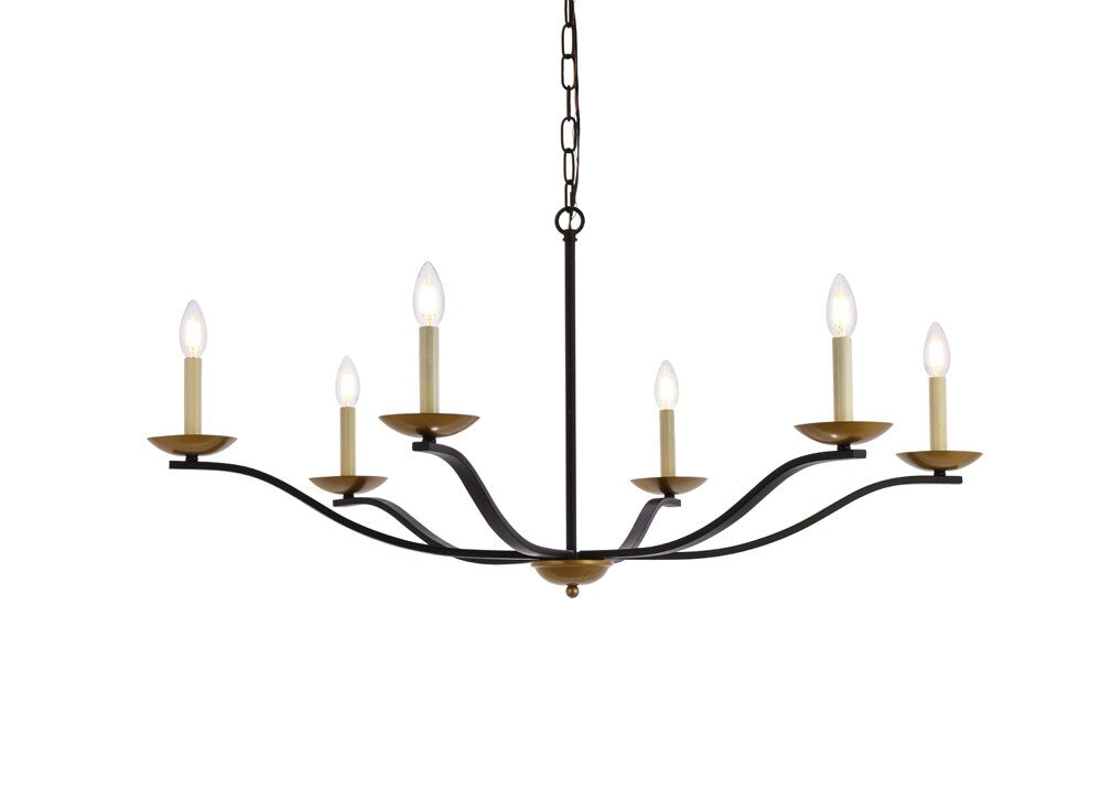 Elegant Furniture & Lighting - Trey 42 inch pendant in black and brass - LD641D42BRK veiw 1