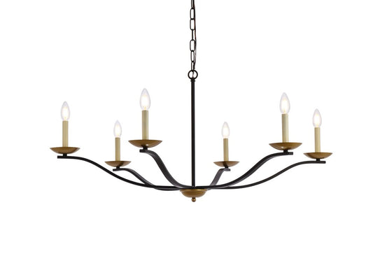 Elegant Furniture & Lighting - Trey 42 inch pendant in black and brass - LD641D42BRK veiw 1