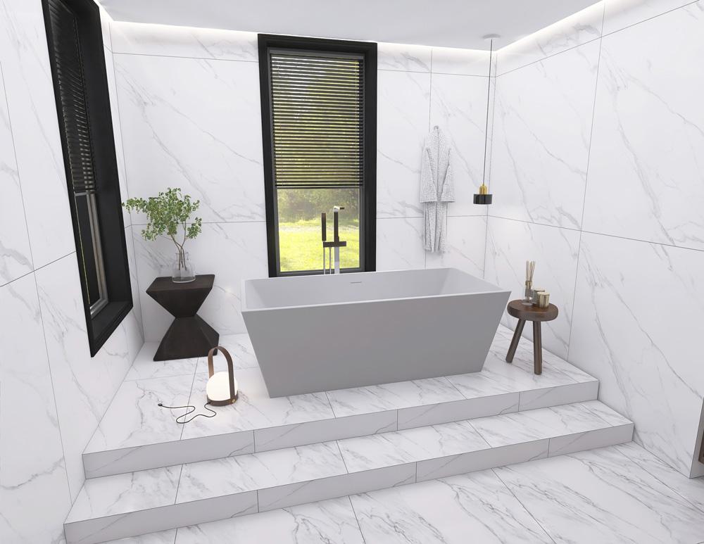 Elegant Furniture & Lighting - Turner 67 inch soaking rectangular bathtub in glossy white - BT21367GW veiw 3
