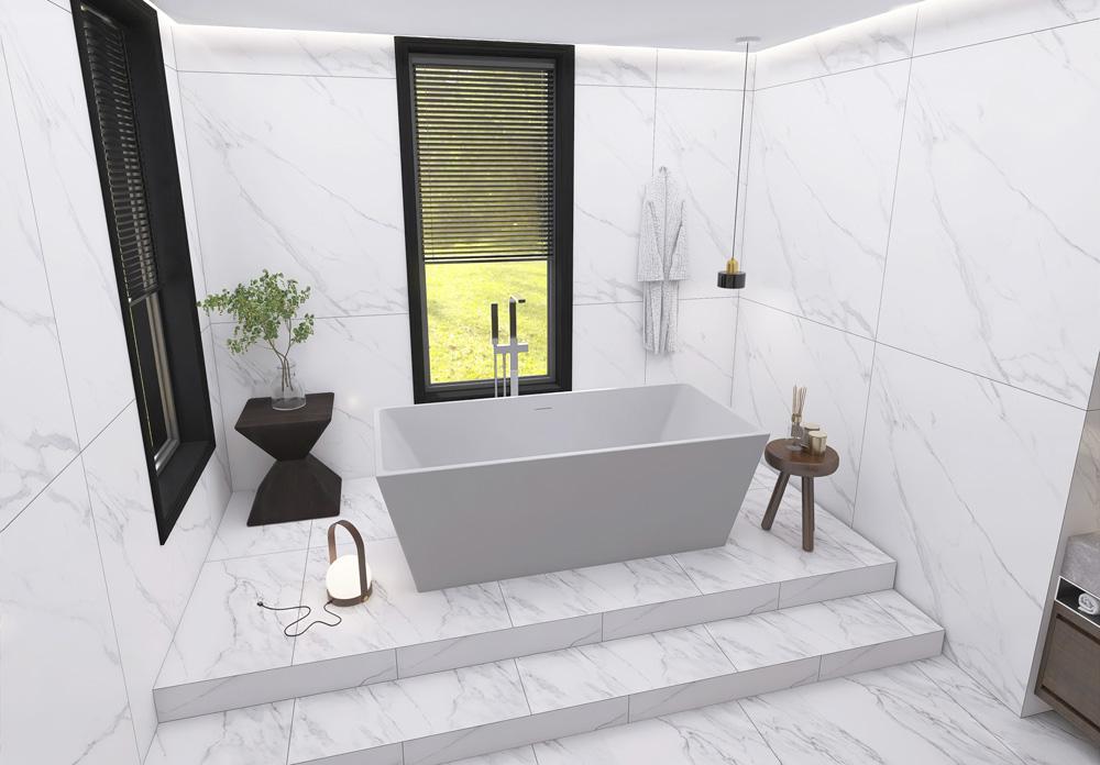 Elegant Furniture & Lighting - Turner 67 inch soaking rectangular bathtub in glossy white - BT21367GW veiw 4