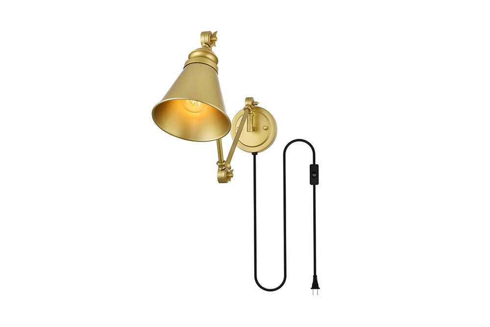 Elegant Furniture & Lighting - Van 1 light Brass swing arm plug in wall sconce - LD7328W6BRA veiw 1