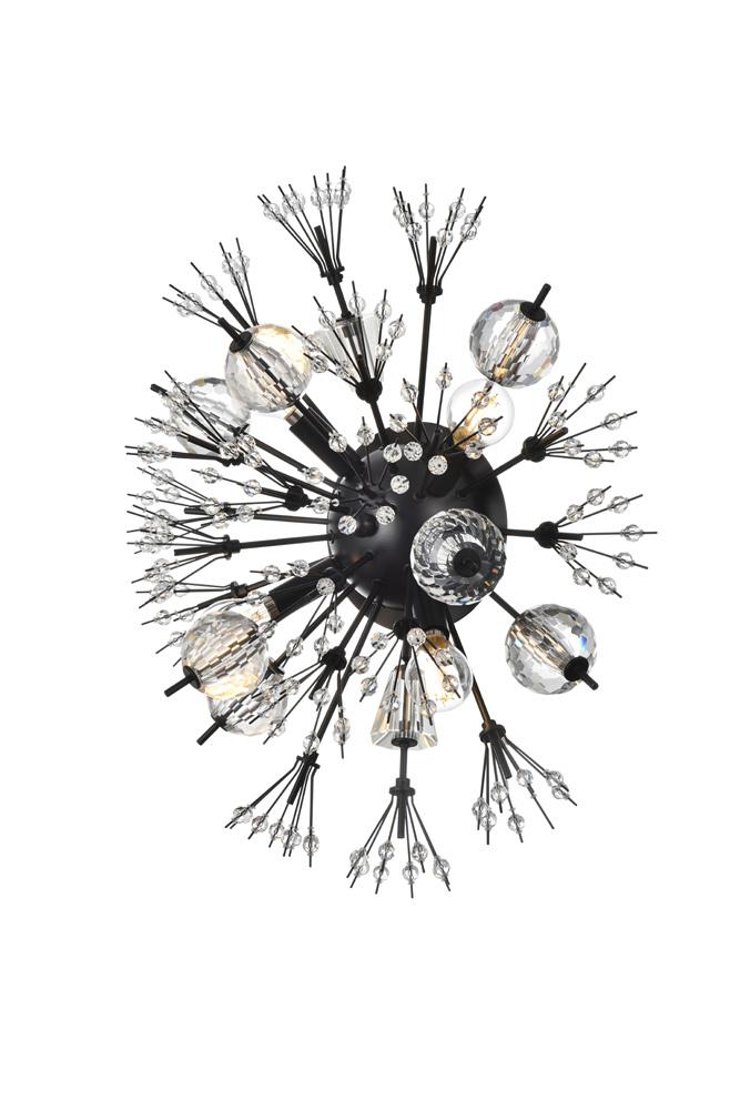 Elegant Furniture & Lighting - Vera 19 inch crystal starburst wall sconce in black - 2500W19BK veiw 1