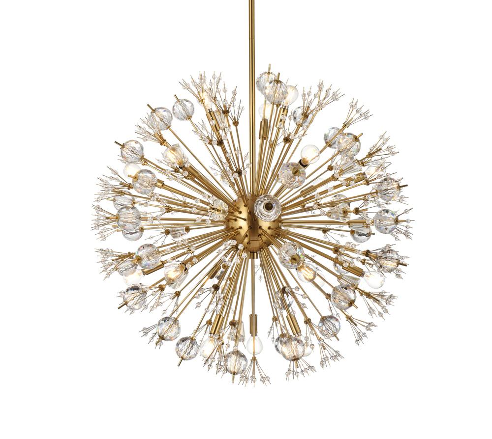 Elegant Furniture & Lighting - Vera 32 inch crystal starburst round pendant in gold - 2500D32SG veiw 1