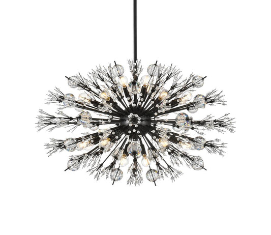 Elegant Furniture & Lighting - Vera 36 inch crystal starburst oval pendant in black - 2500D36BK veiw 1
