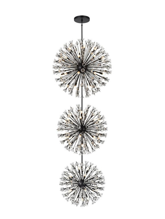 Elegant Furniture & Lighting - Vera 44 inch three tiers crystal starburst chandelier in black - 2500G44L3BK veiw 1