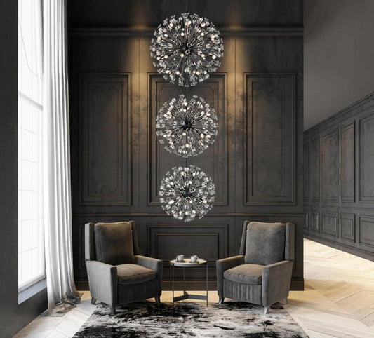 Elegant Furniture & Lighting - Vera 44 inch three tiers crystal starburst chandelier in black - 2500G44L3BK veiw 2