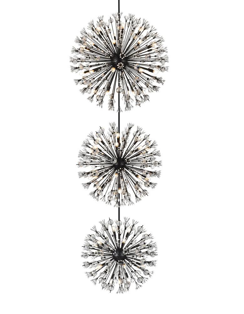 Elegant Furniture & Lighting - Vera 44 inch three tiers crystal starburst chandelier in black - 2500G44L3BK veiw 3