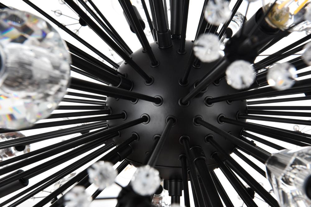 Elegant Furniture & Lighting - Vera 44 inch three tiers crystal starburst chandelier in black - 2500G44L3BK veiw 5