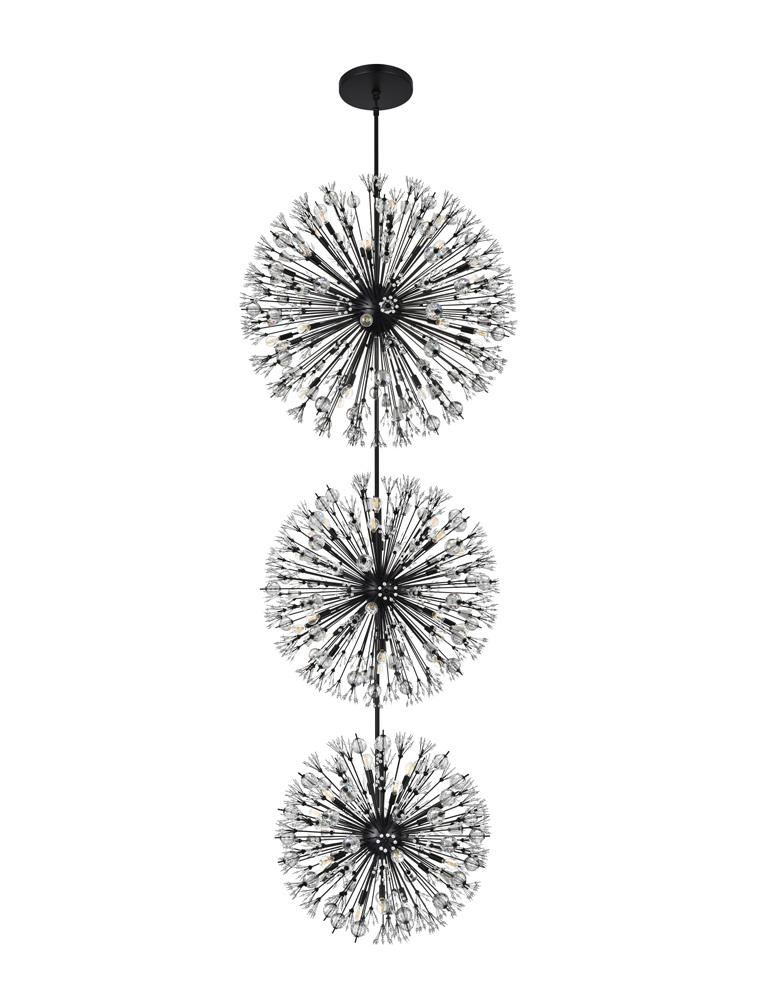 Elegant Furniture & Lighting - Vera 44 inch three tiers crystal starburst chandelier in black - 2500G44L3BK veiw 7