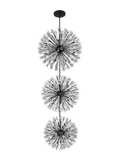 Elegant Furniture & Lighting - Vera 44 inch three tiers crystal starburst chandelier in black - 2500G44L3BK veiw 7