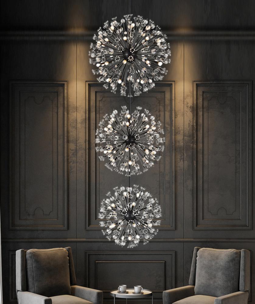 Elegant Furniture & Lighting - Vera 44 inch three tiers crystal starburst chandelier in black - 2500G44L3BK veiw 8