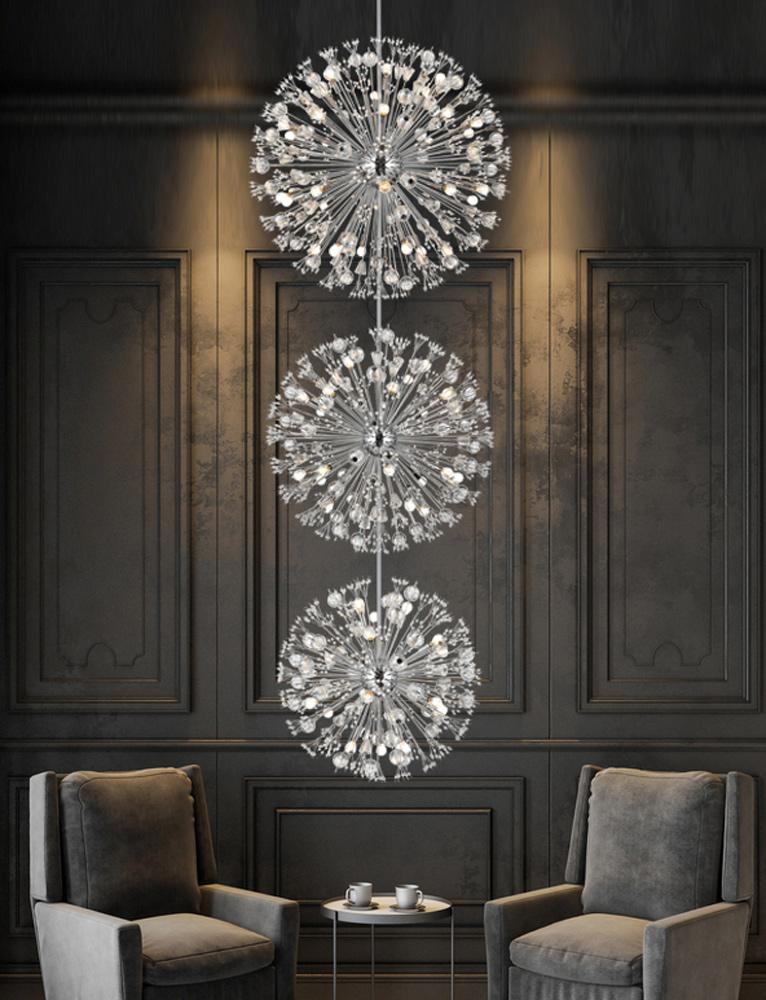 Elegant Furniture & Lighting - Vera 44 inch three tiers crystal starburst chandelier in chrome - 2500G44L3C veiw 8