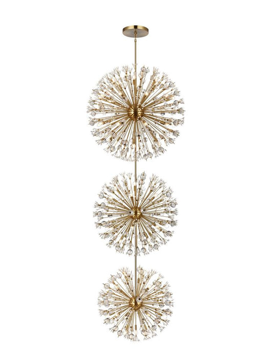 Elegant Furniture & Lighting - Vera 44 inch three tiers crystal starburst chandelier in satin gold - 2500G44L3SG veiw 1