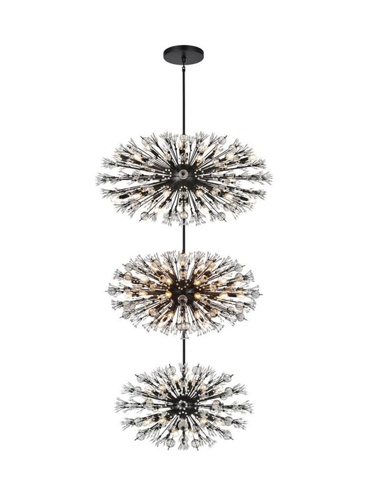 Elegant Furniture & Lighting - Vera 48 inch three tiers crystal starburst chandelier in black - 2500G48L3BK veiw 1