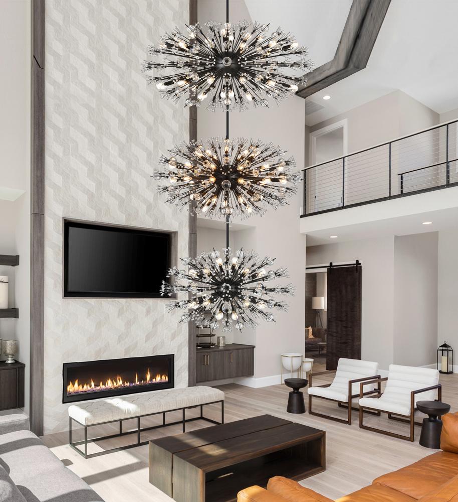 Elegant Furniture & Lighting - Vera 48 inch three tiers crystal starburst chandelier in black - 2500G48L3BK veiw 8