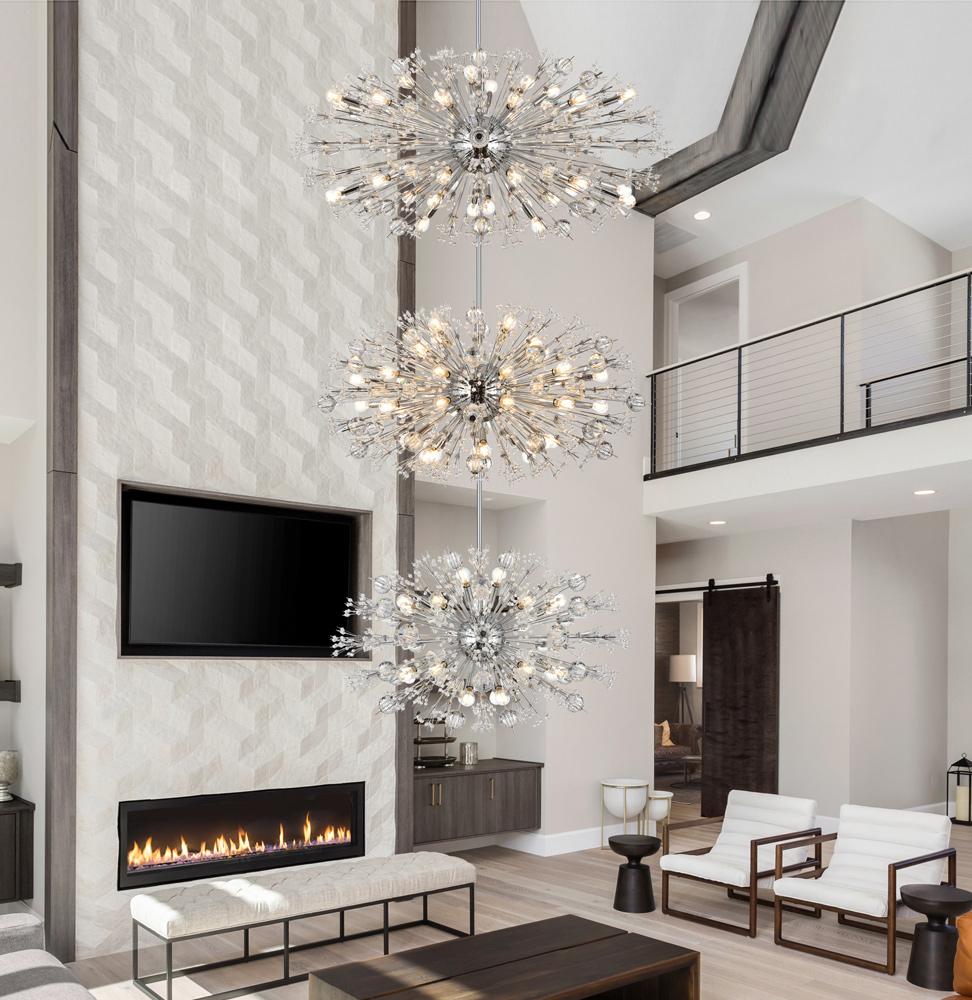 Elegant Furniture & Lighting - Vera 48 inch three tiers crystal starburst chandelier in chrome - 2500G48L3C veiw 8
