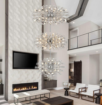 Elegant Furniture & Lighting - Vera 48 inch three tiers crystal starburst chandelier in chrome - 2500G48L3C veiw 8