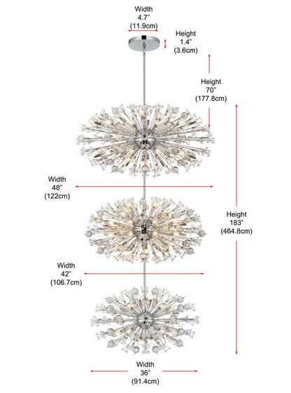 Elegant Furniture & Lighting - Vera 48 inch three tiers crystal starburst chandelier in chrome - 2500G48L3C veiw 10