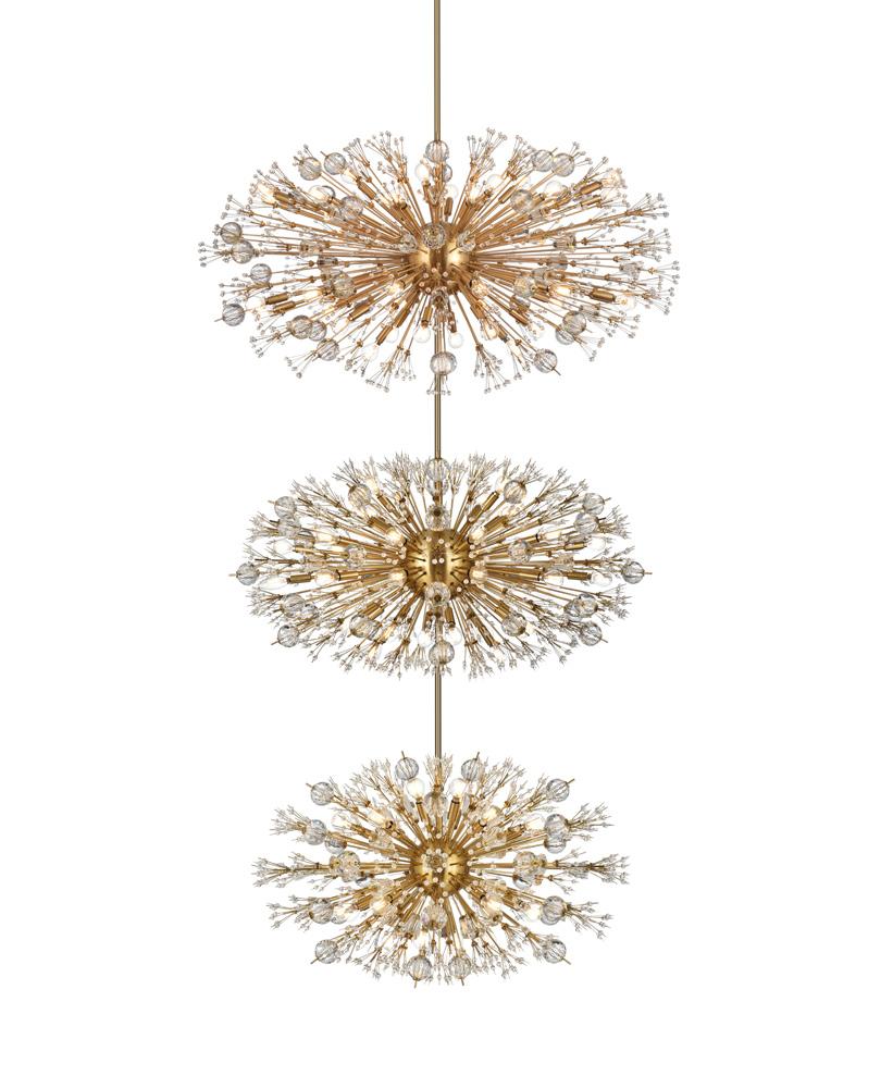 Elegant Furniture & Lighting - Vera 48 inch three tiers crystal starburst chandelier in satin gold - 2500G48L3SG veiw 3