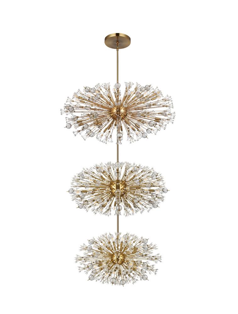 Elegant Furniture & Lighting - Vera 48 inch three tiers crystal starburst chandelier in satin gold - 2500G48L3SG veiw 7